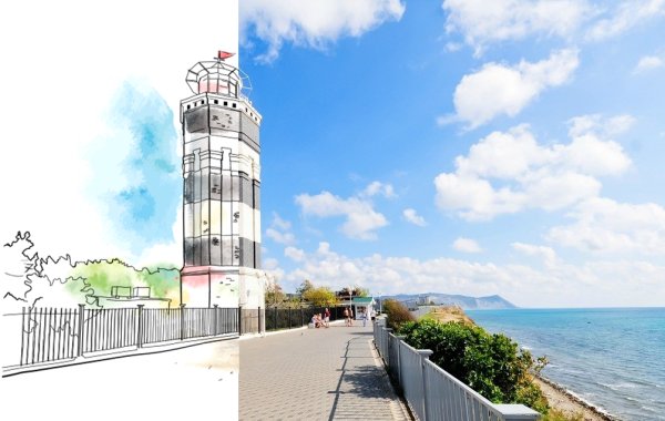 Маяк в Анапе живопись