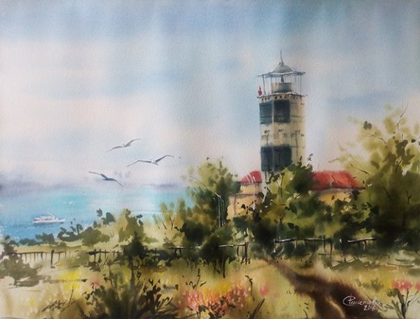 Маяк в Анапе живопись
