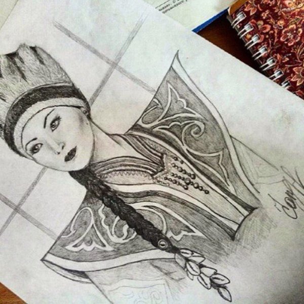 Алтайская девушка рисунок