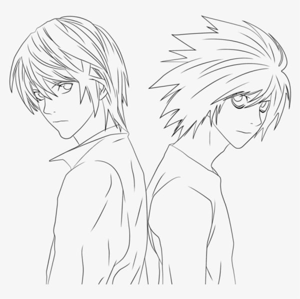 Раскраски аниме тетрадь смерти Лайт