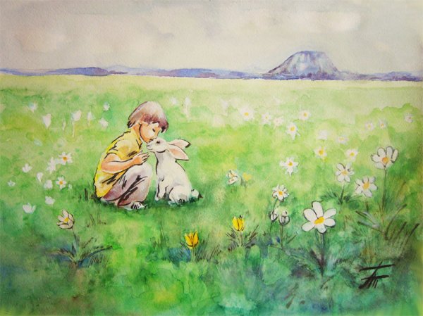 Рисунок на тему Дружба акварелью