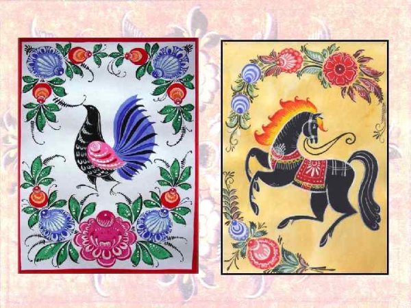 Городецкая роспись (мотив "Городецкий конь")