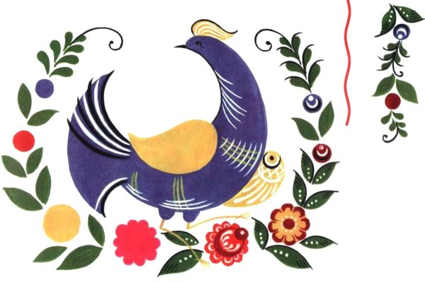 Элемент Городецкой росписи "Городецкий фазан"