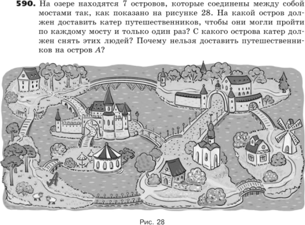 На озере находятся 7 островов