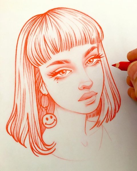 Нарисовать девочку с косичками