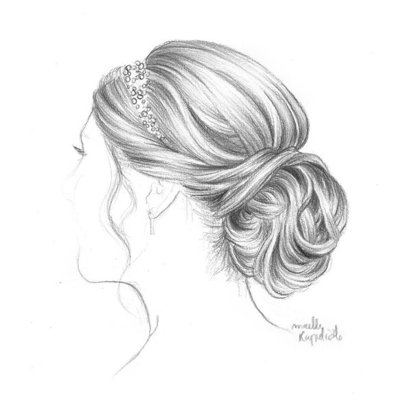Вечерняя прическа карандашом