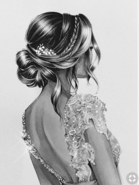 Нарисованная девушка со спины