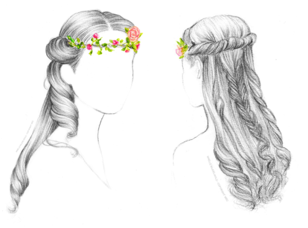 Женские прически карандашом