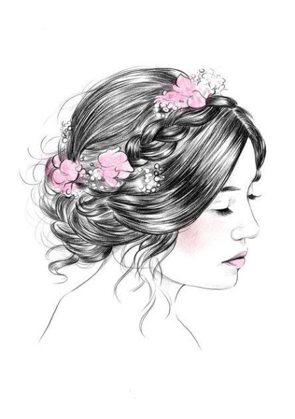 Свадебная прическа карандашом