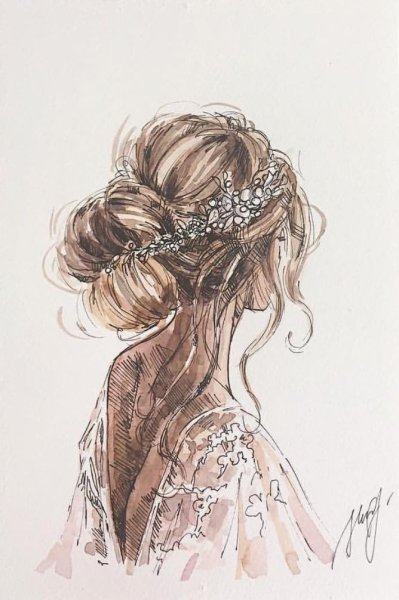 Эскиз свадебной прически