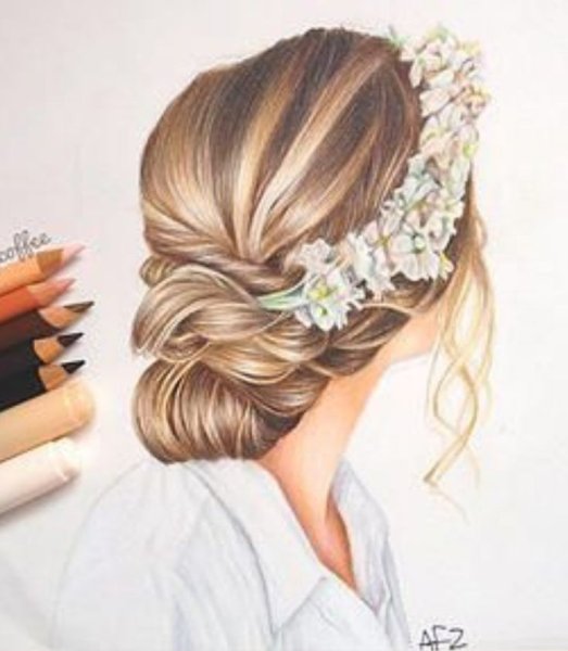 Рисование свадебной прически