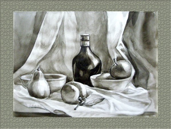 Гризайль акварель Академический натюрморт