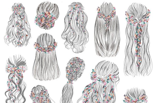 Эскиз свадебной прически