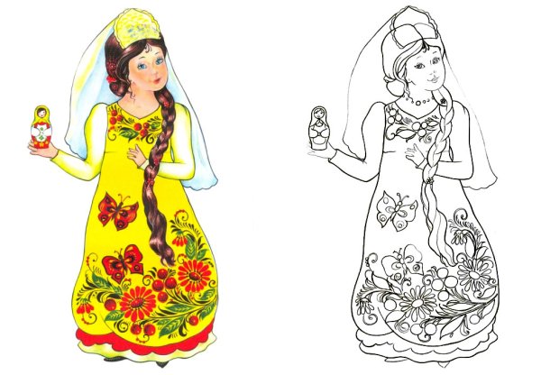 Русский народный костюм рисунок