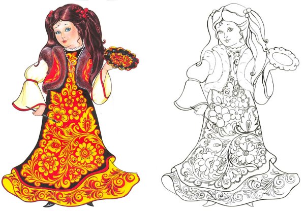 Русский народный сарафан раскраска