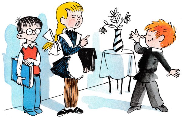 Мальчик дергает девочку за косички