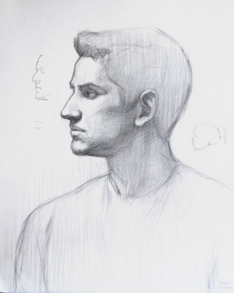 Человек в очках в профиль