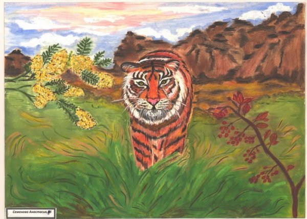 Рисунок на день тигра