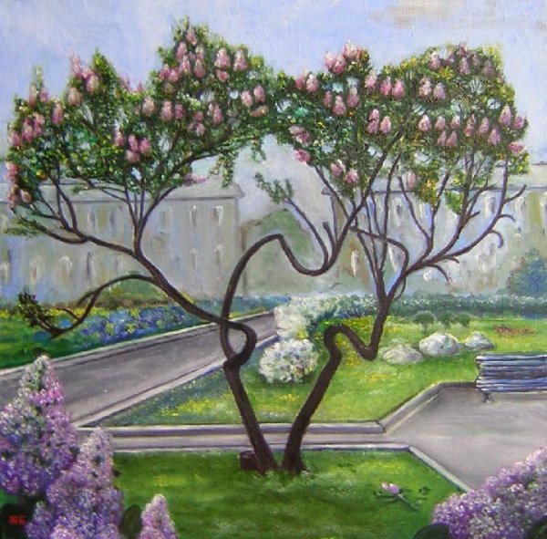 Рисование куст сирени