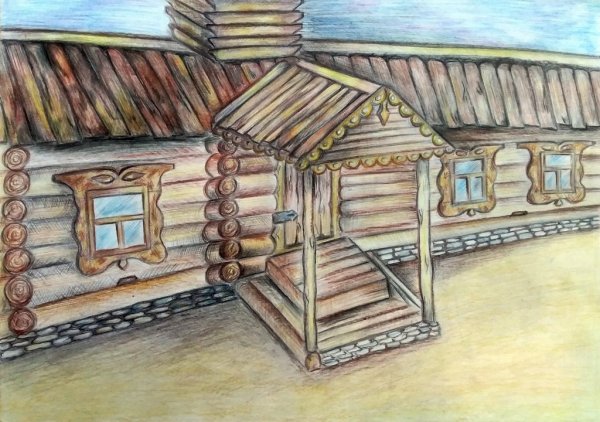 Набросок деревянной избы