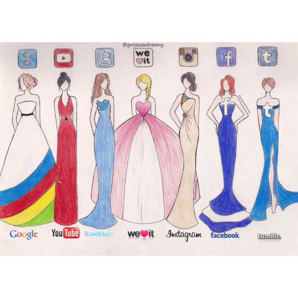 Рисунки девочек в платьях соцсети