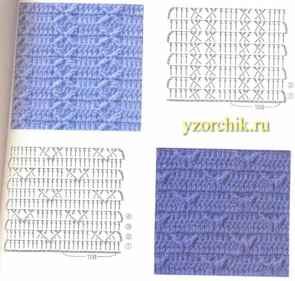 Вязание крючком схемы узоров плотный для кардигана
