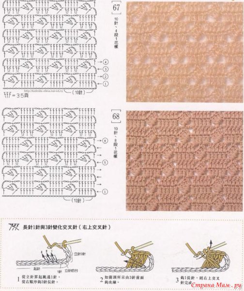 Вязание крючком схемы плотных узоров