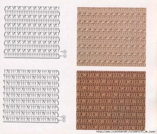 Узоры крючком со схемами простые плотные