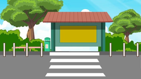 Автобусная остановка на прозрачном фоне