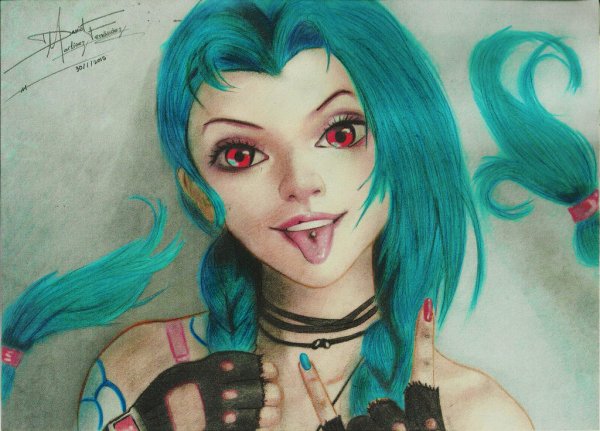 Джинкс рисунок карандашом