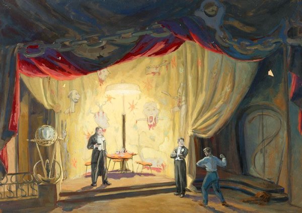 Сцена с декорациями рисунок