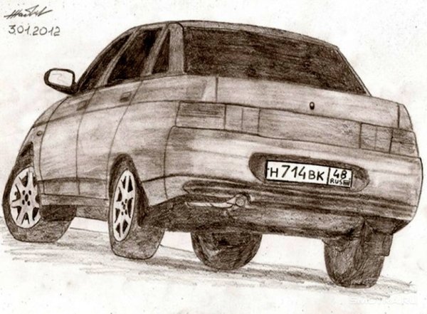 ВАЗ 2110 карандашом сзади