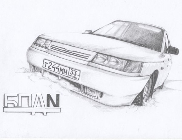 ВАЗ 2112 рисунок сзади