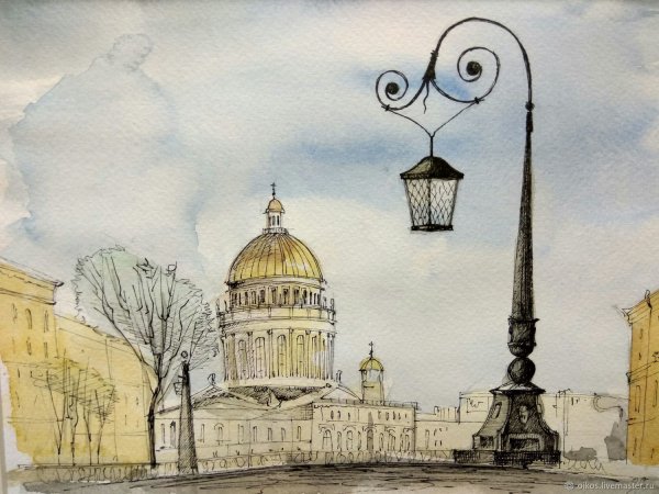 Акварель Санкт-Петербург Исакиевский собор