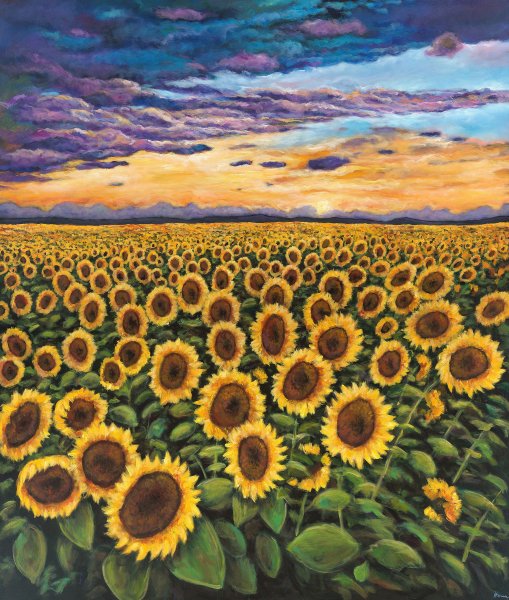 Пейзаж с подсолнухами