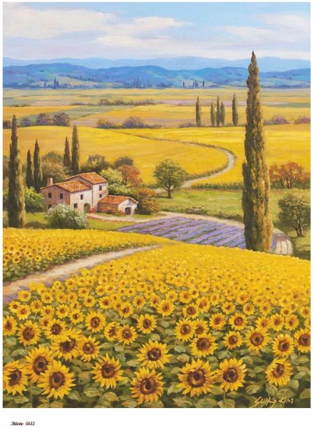 Подсолнуховое поле акрил