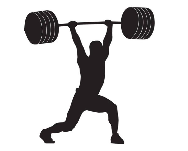 Черный силуэт штангиста