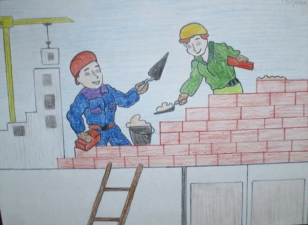 Рисунок на тему Мои родители строители