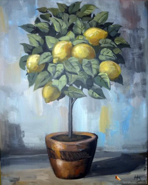 Лимонное дерево живопись