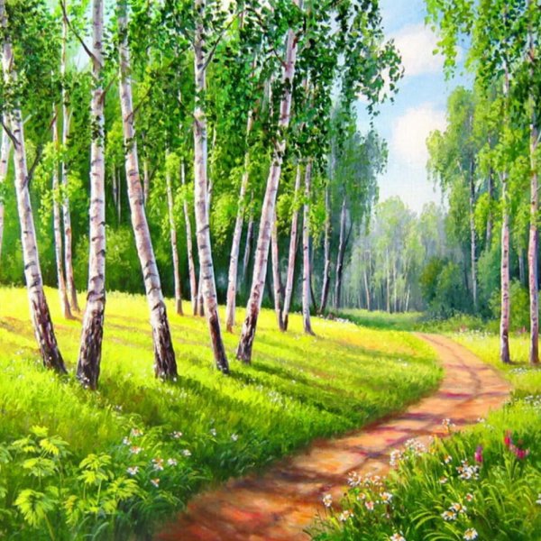 Березовая роща картина Елены Самарской