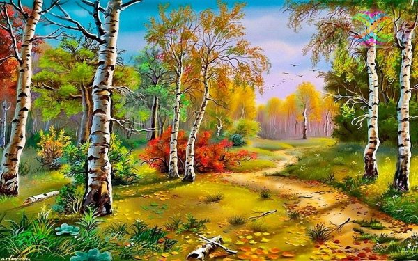 Алмазная живопись "Березовая роща" 55х40см