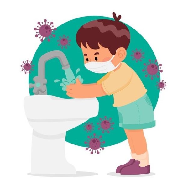 Мальчик моет руки