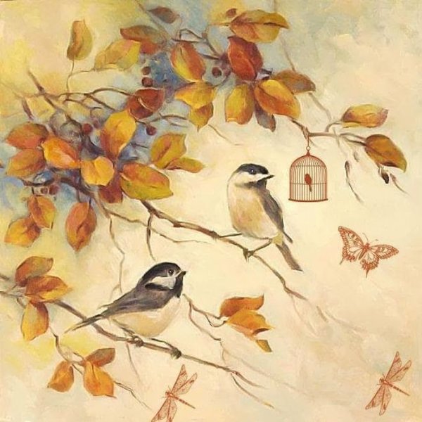 Иллюстрации с птицами для декупажа