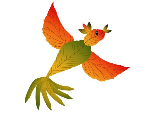 Птица из листьев