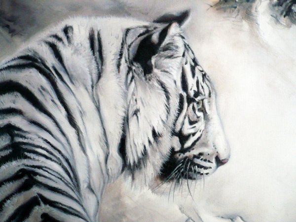 Белый тигр живопись