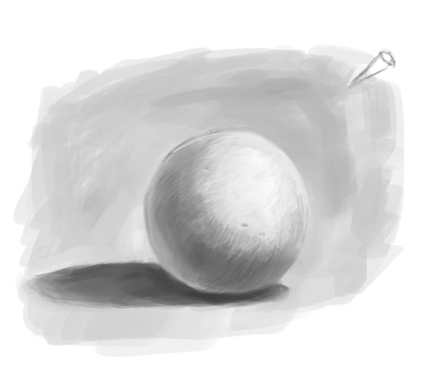 Гипсовый шар карандашом