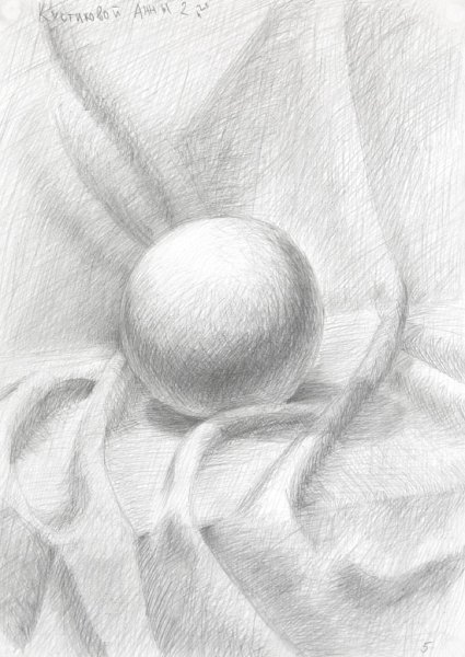 Тональный рисунок гипсового шара (штудия)