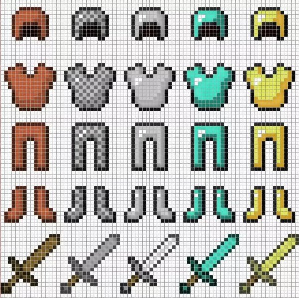 Картинки из МАЙНКРАФТА по клеткам