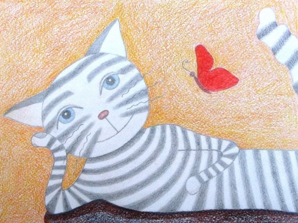 Полосатый кот для рисования
