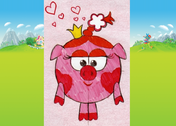 Нюша из смешариков для срисовки